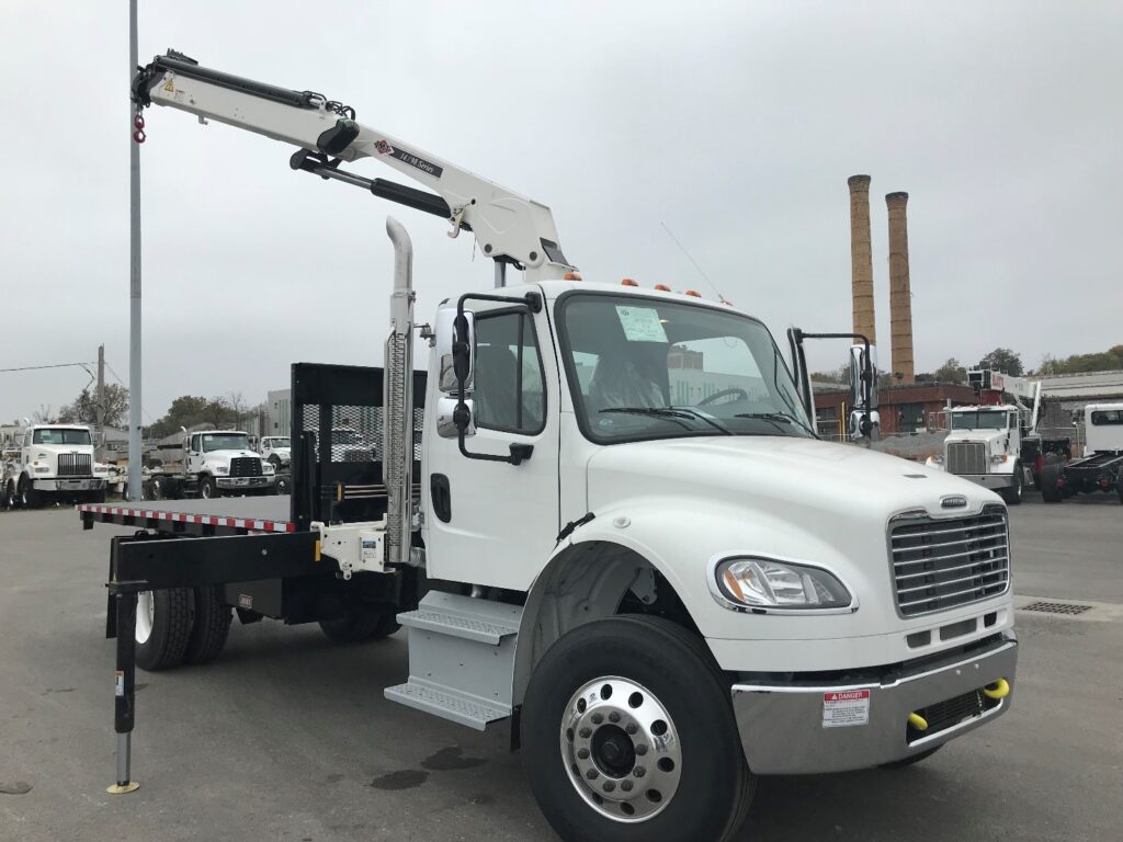HMF cranes can be sent on a pallet and mounted to a truck by the customer 